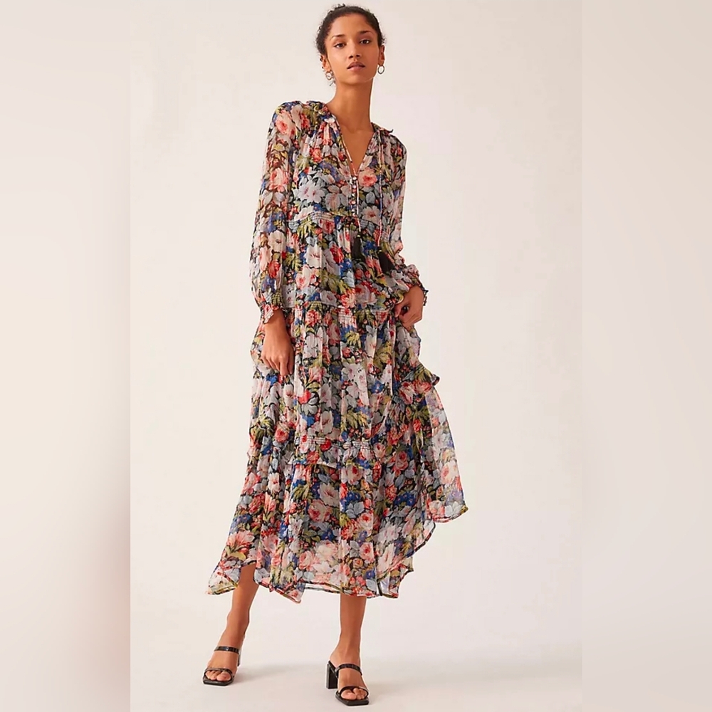 Anthropologie Small Floral Maxi Dress
